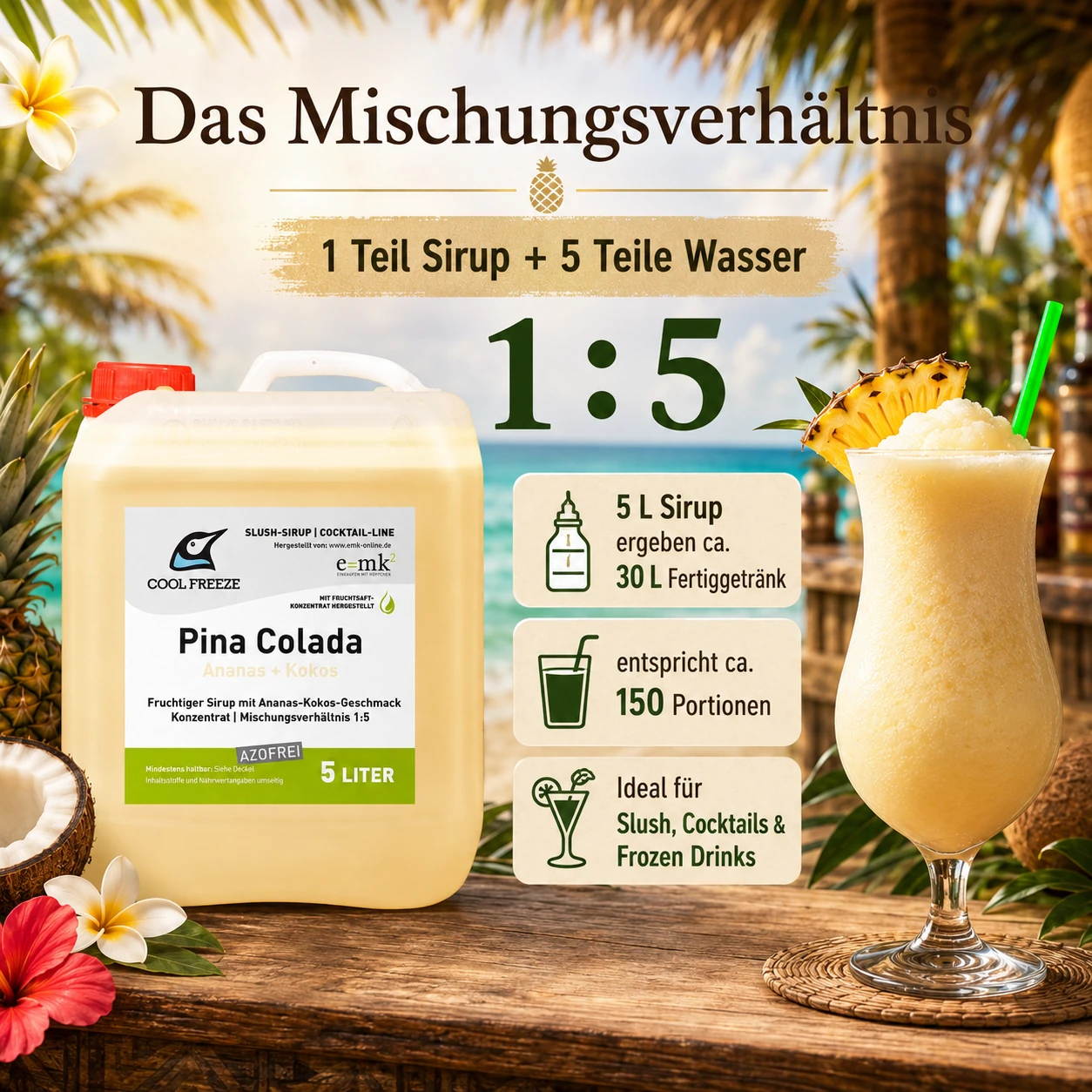 Pina Colada - Slush Sirup - 5 Liter, alkohol- und azofrei 