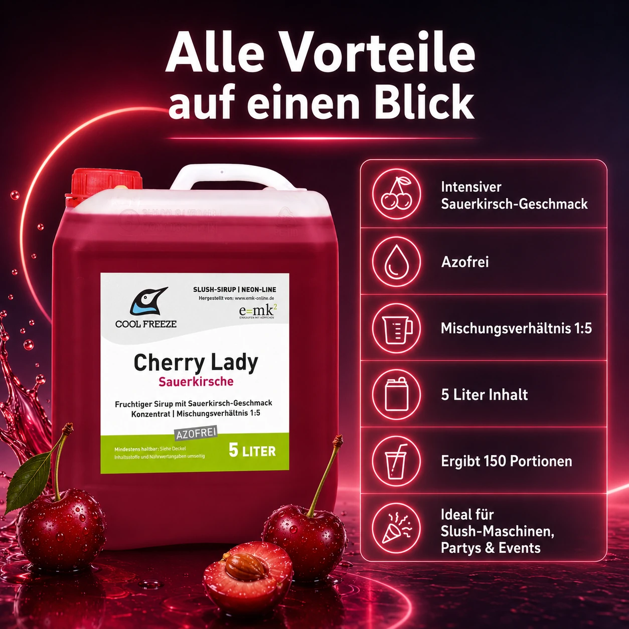 Cherry Lady (Kirsche) - Slush Sirup - 5 Liter, azofrei