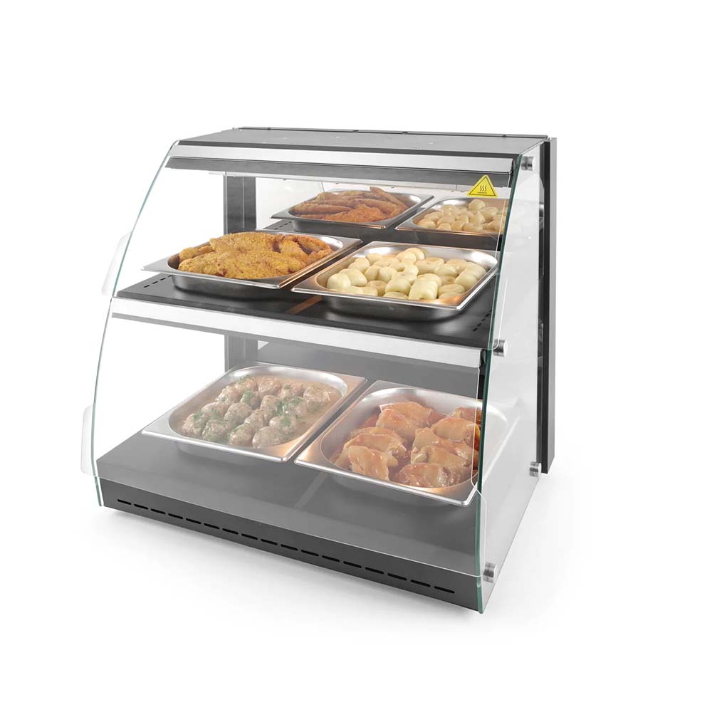 Warmhaltevitrine mit Quarzheizung und zwei Etagen