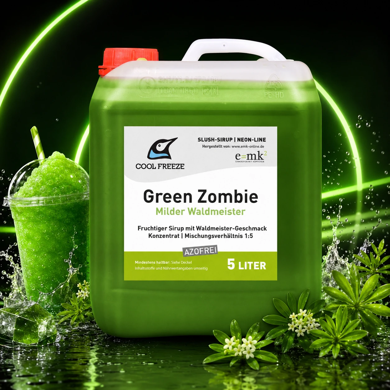 Green Zombie (milder Waldmeister) - Slush Sirup - 5 Liter, azofrei