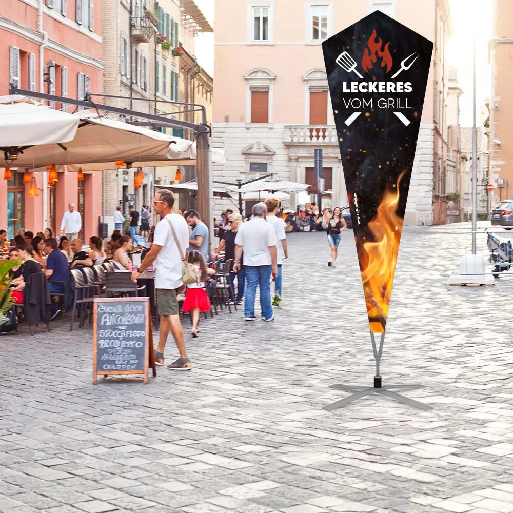 Werbefahne 150 x 440 cm "Leckeres vom Grill"