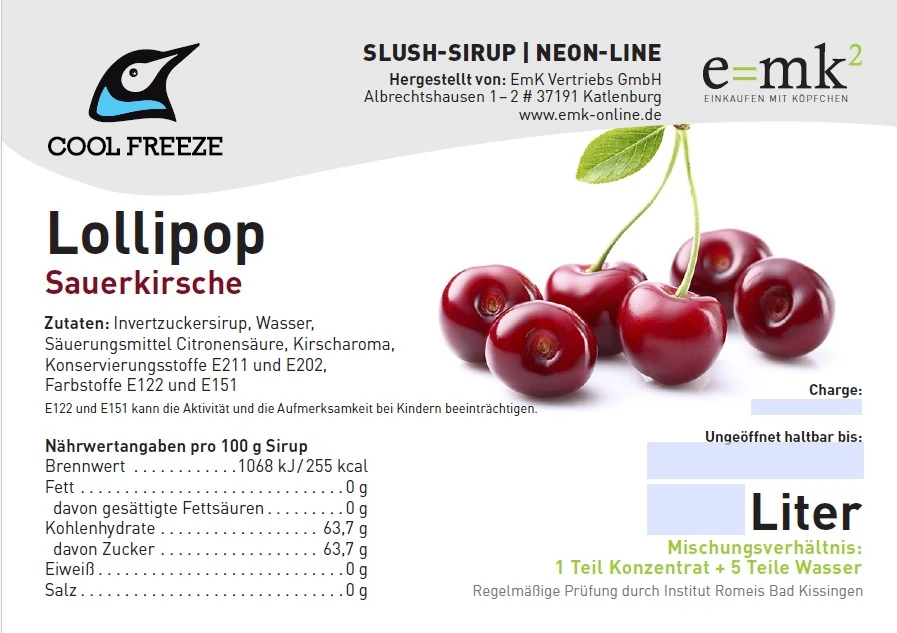 Lollipop (Kirsche) - Slush Sirup - 5 Liter