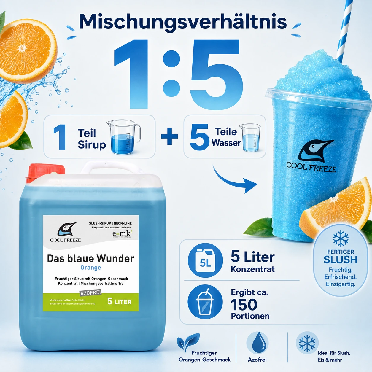 Das blaue Wunder (Orange) - Slush Sirup - 5 Liter, azofrei