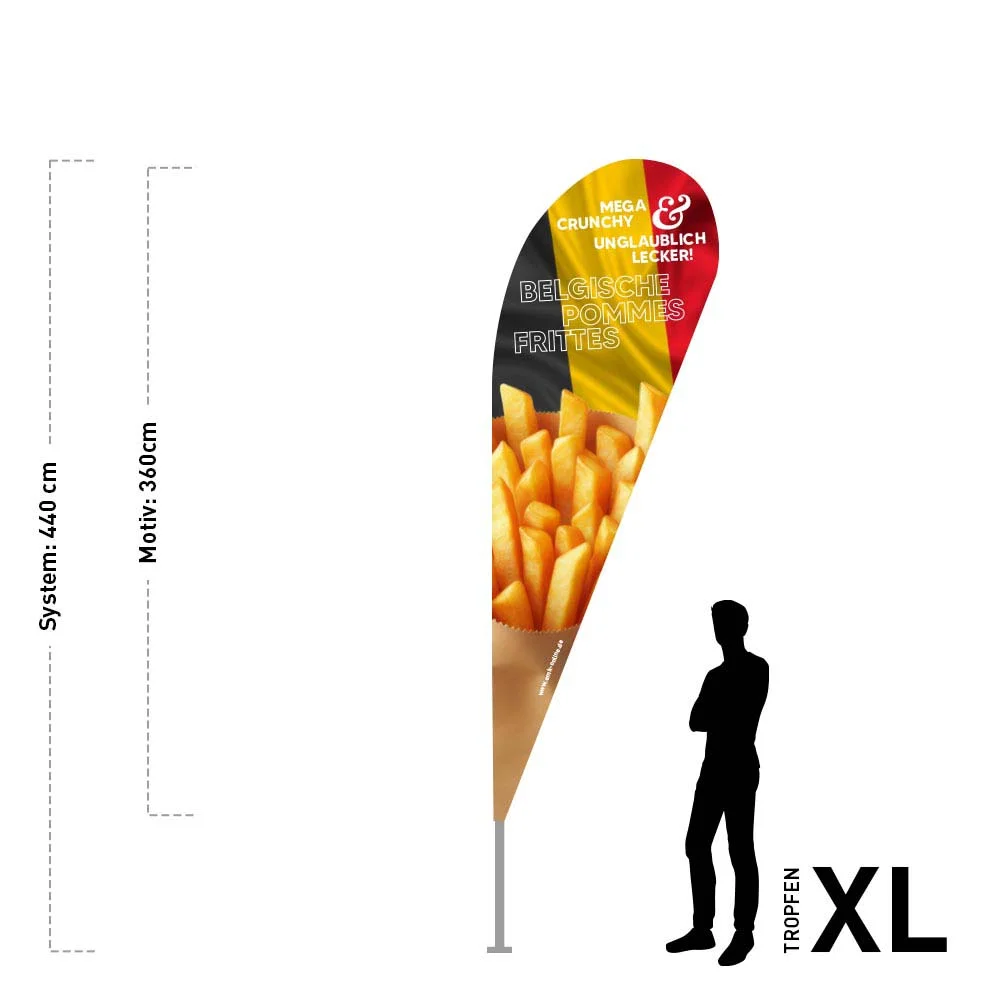 Werbefahne 120 x 360 cm "Pommes Frites"