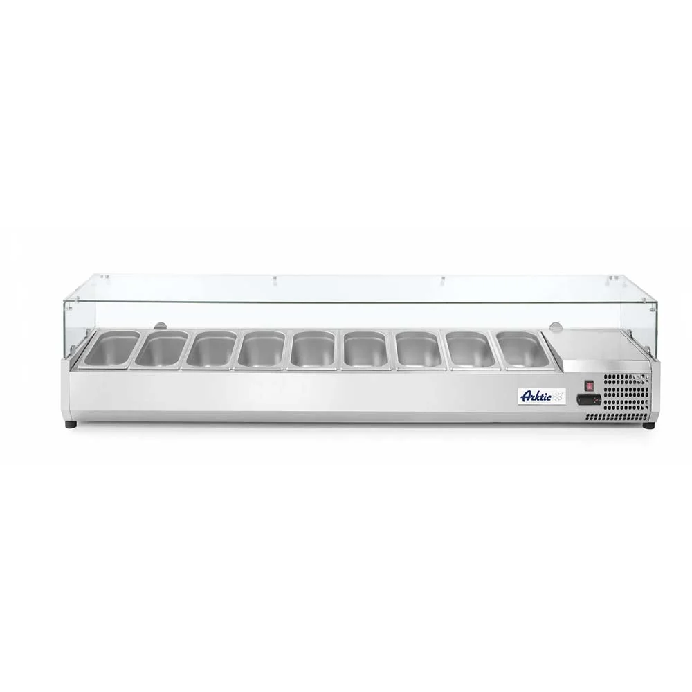 Aufsatz-Kühlvitrine mit Glasaufsatz für 9 Behälter je 1/3 GN