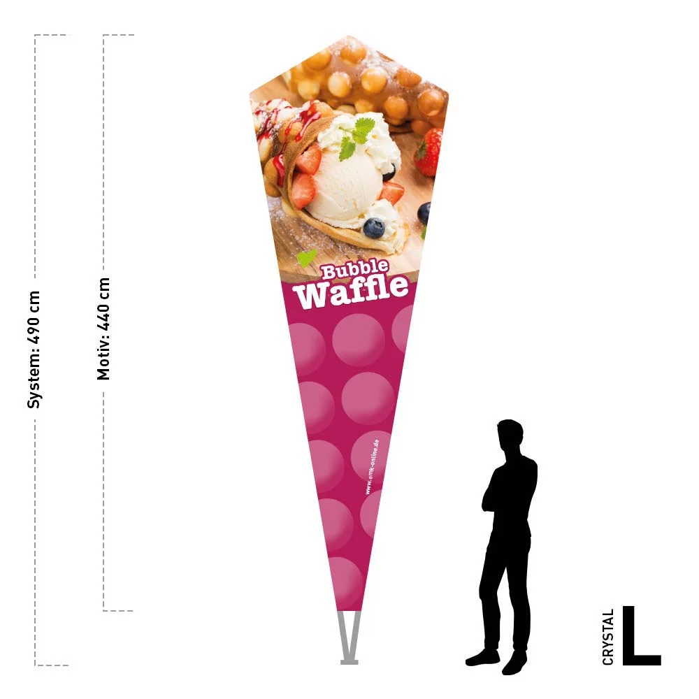 Werbefahne 150 x 440 cm "Bubble Waffel"
