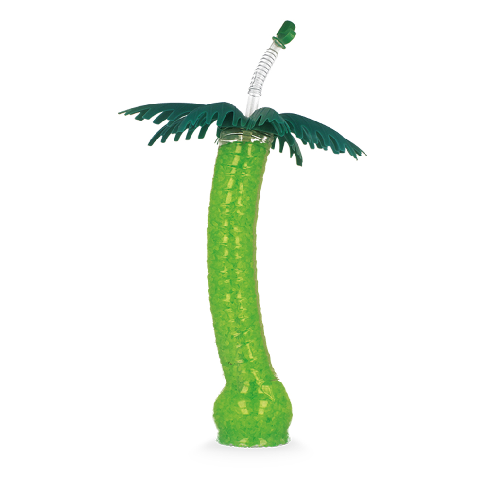 Mehrwegbecher Yardcup „Hawaii Palme“ 0,35 Ltr. m. grünem Deckel
