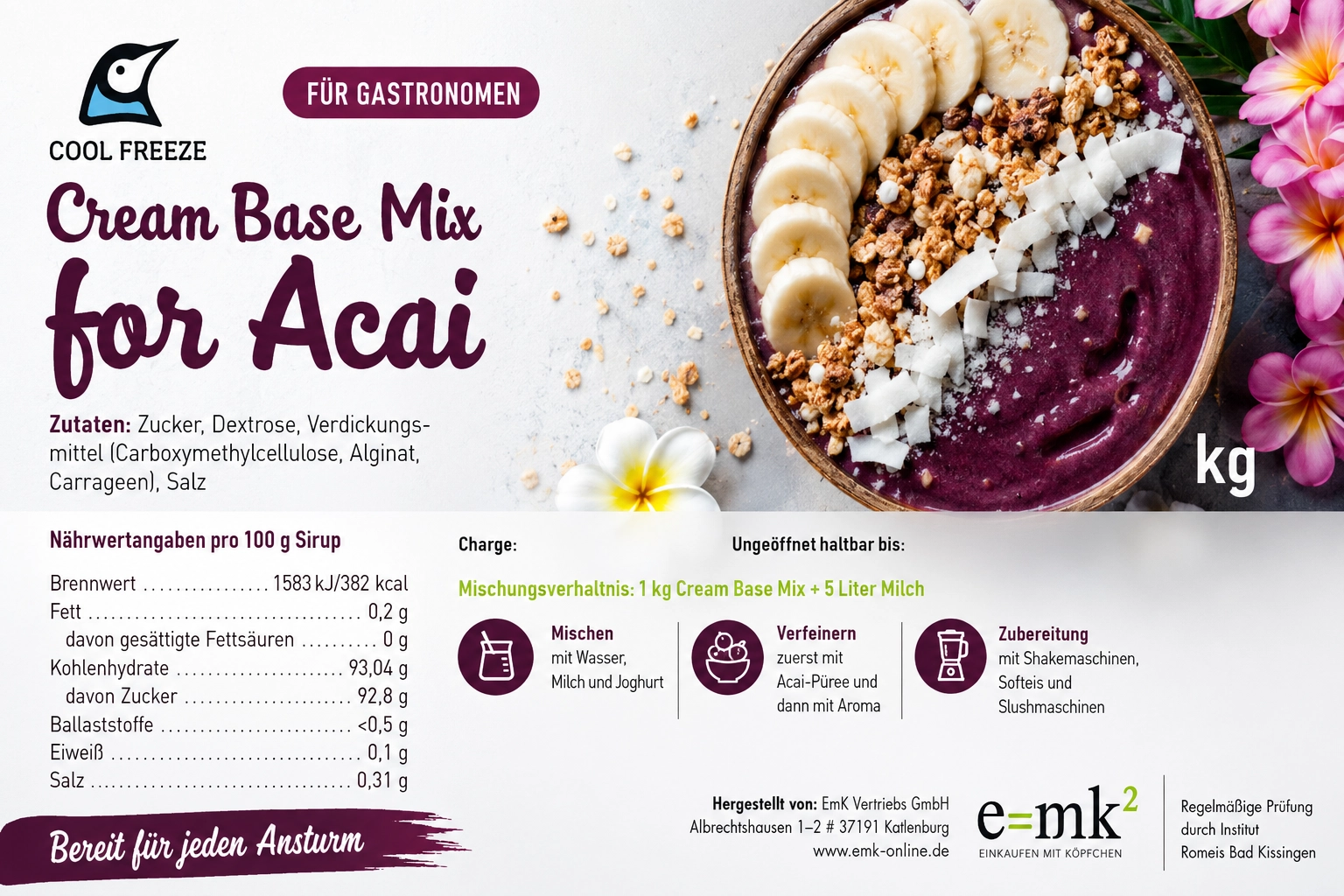 Cream Base Mix for ACAI