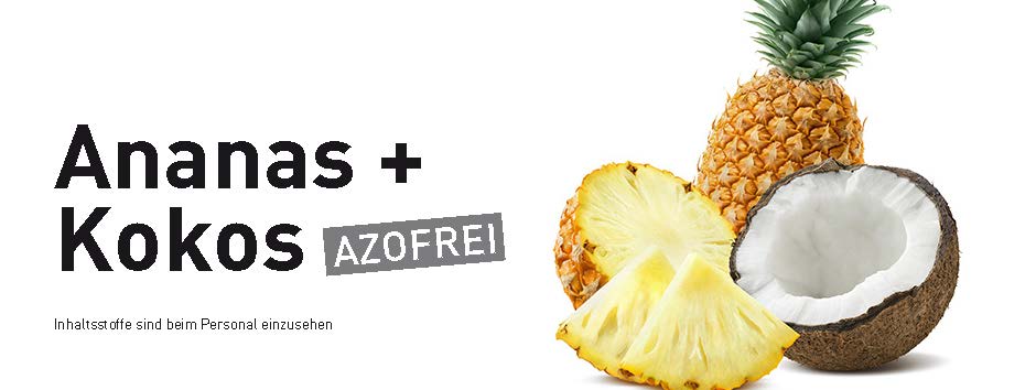 Sortenschild - Ananas-Kokos azofrei für Slush Maschinen