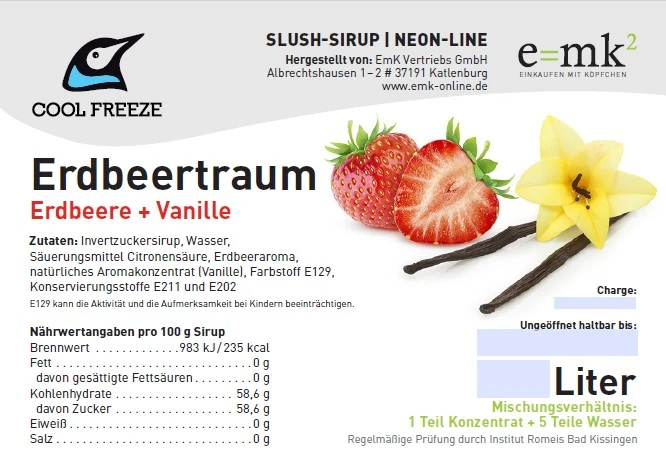 Erdbeertraum (Erdbeer-Vanille) - Slush Sirup - 5 Liter
