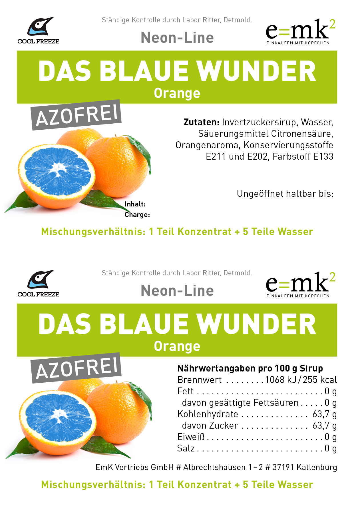 Das blaue Wunder (Orange) - Slush Sirup - 5 Liter, azofrei