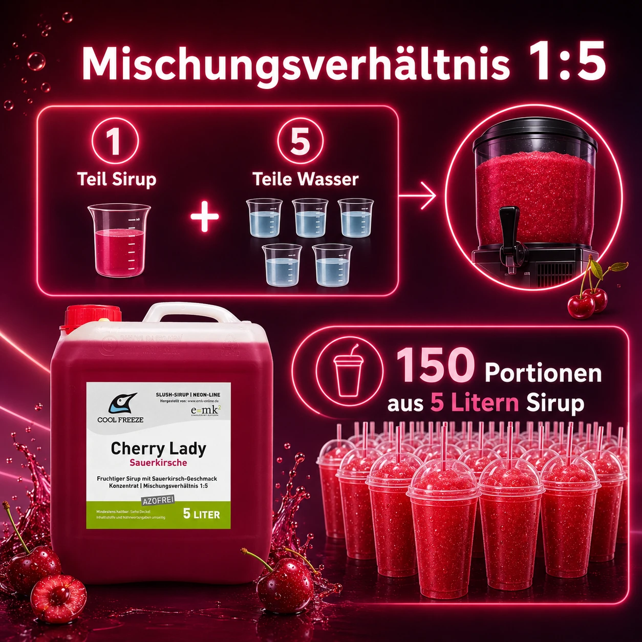 Cherry Lady (Kirsche) - Slush Sirup - 5 Liter, azofrei