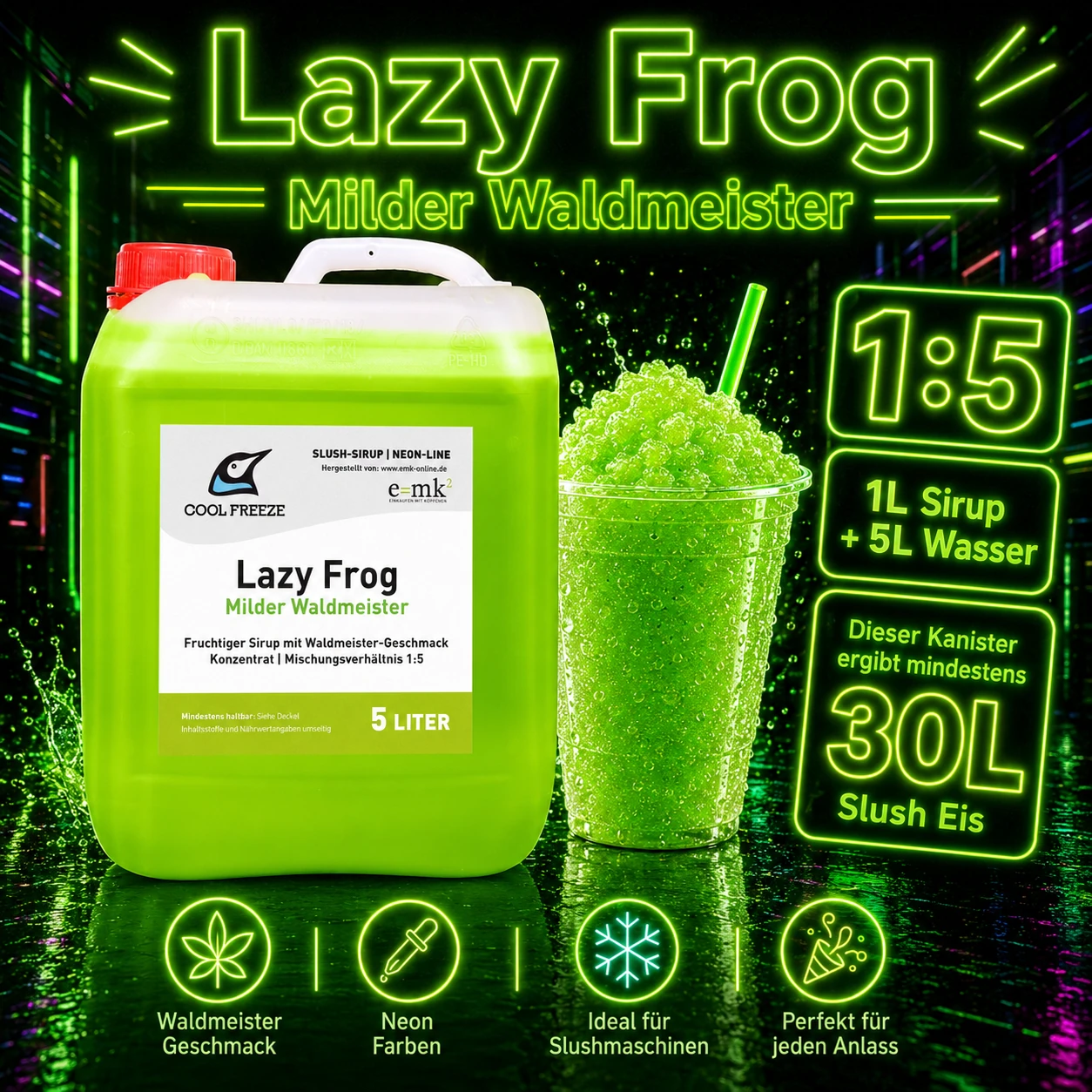 Lazy Frog (milder Waldmeister) - Slush Sirup - 5 Liter