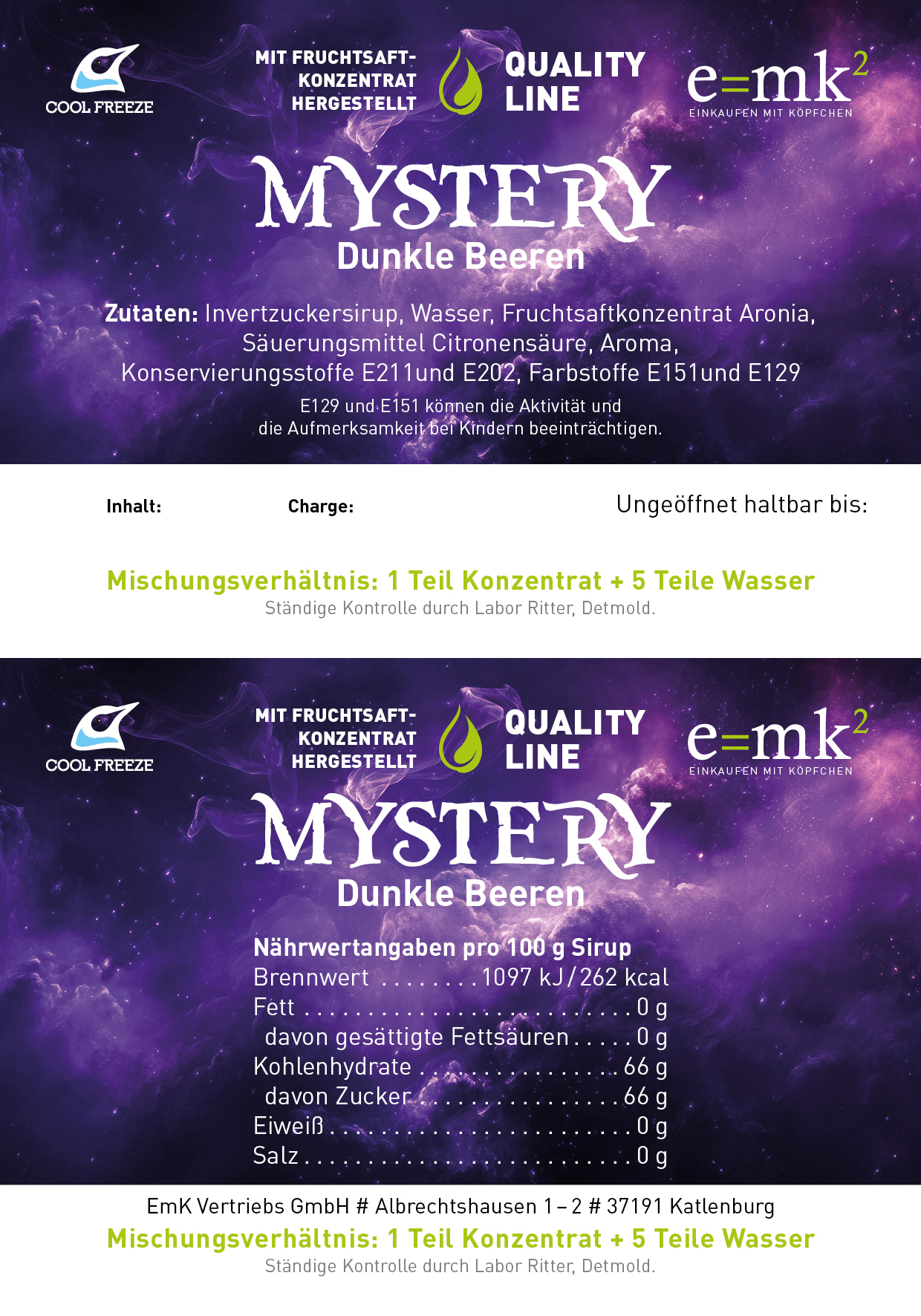 Mystery (Aronia-Saftkonzentrat/Dunkle Waldbeeren) - Slush Sirup - 5 L