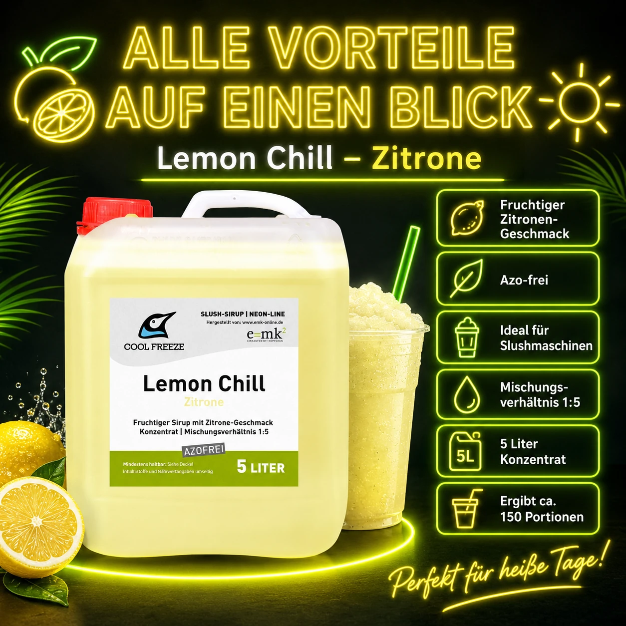 Lemon Chill (weiße Zitrone) - Slush Sirup - 5 Liter, azofrei