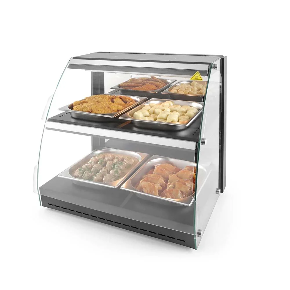 Warmhaltevitrine mit Quarzheizung und zwei Etagen