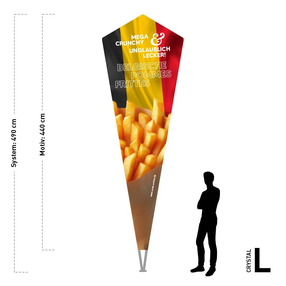 Werbefahne 150 x 440 cm "Pommes Frites"
