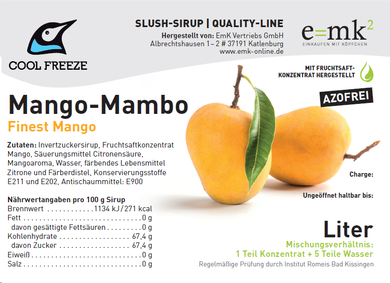 Mango Mambo - Slush Sirup - 5L, mit Fruchtsaftkonz., o. Farbstoffe