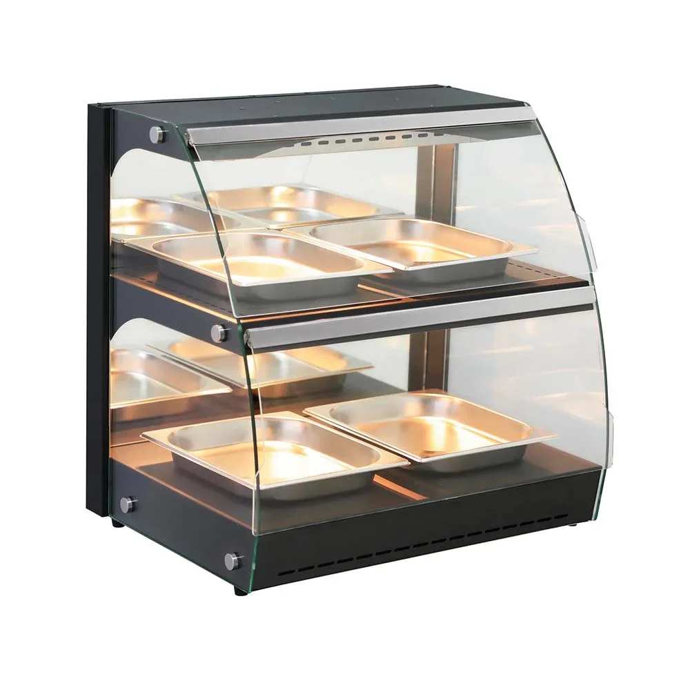 Warmhaltevitrine mit Quarzheizung und zwei Etagen