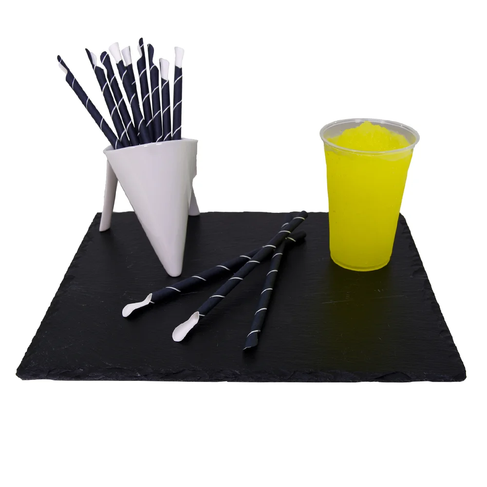 Löffelhalme für Slush Eis - Papier Strohhalme, Beutel mit 125 Stück
