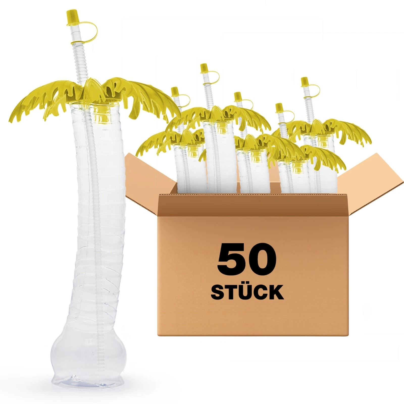 Mehrwegbecher Yardcup „Hawaii Palme“ 0,35 Ltr. m gelbem Deckel