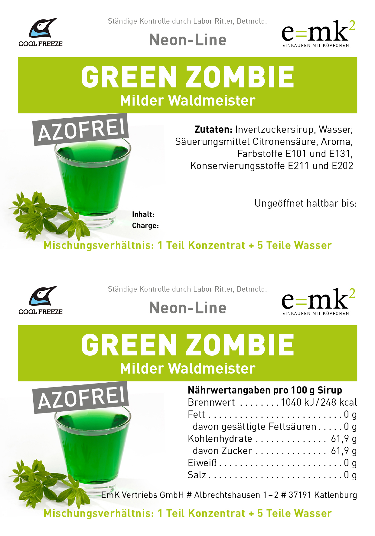 Green Zombie (milder Waldmeister) - Slush Sirup - 5 Liter, azofrei