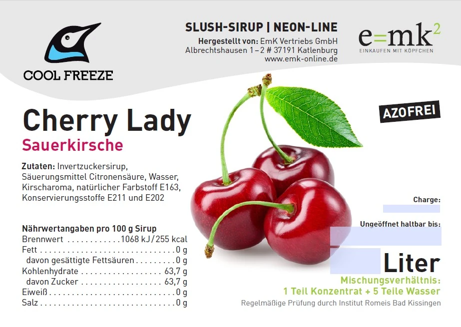 Cherry Lady (Kirsche) - Slush Sirup - 5 Liter, azofrei