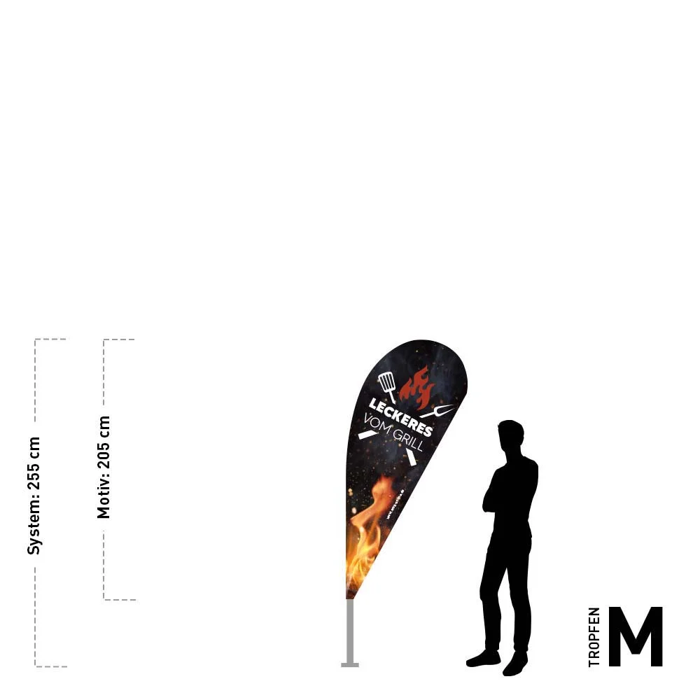 Werbefahne 95 x 205 cm "Leckeres vom Grill"