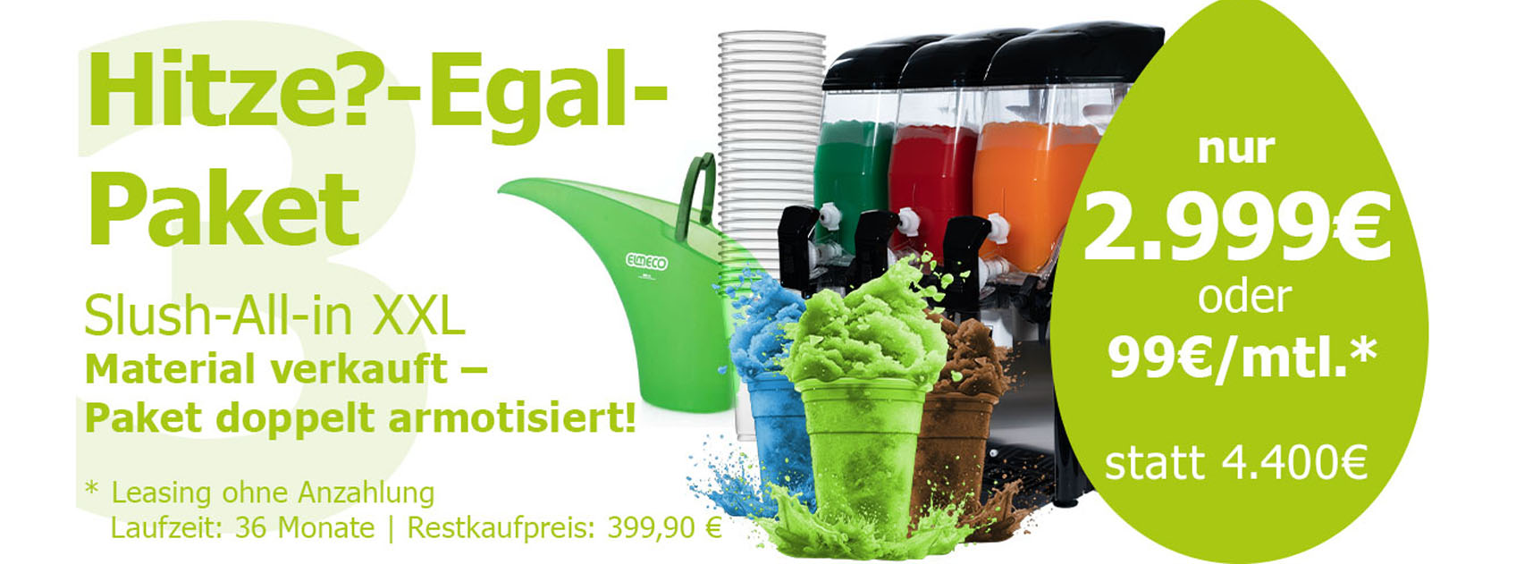 Slush-Aktion: Hitze?-Egal-Paket -  3x12L Slushgerät Plus