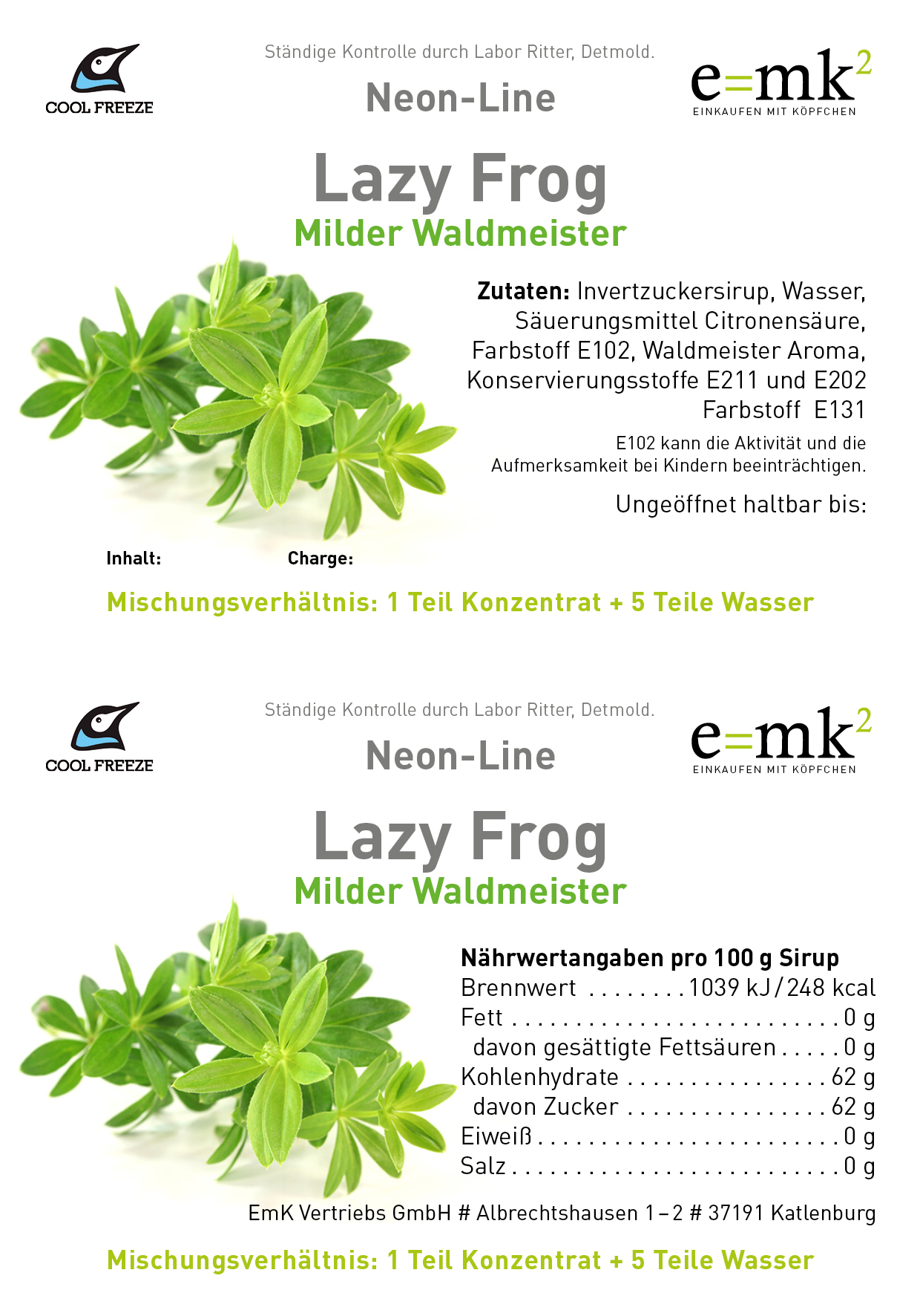 Lazy Frog (milder Waldmeister) - Slush Sirup - 5 Liter
