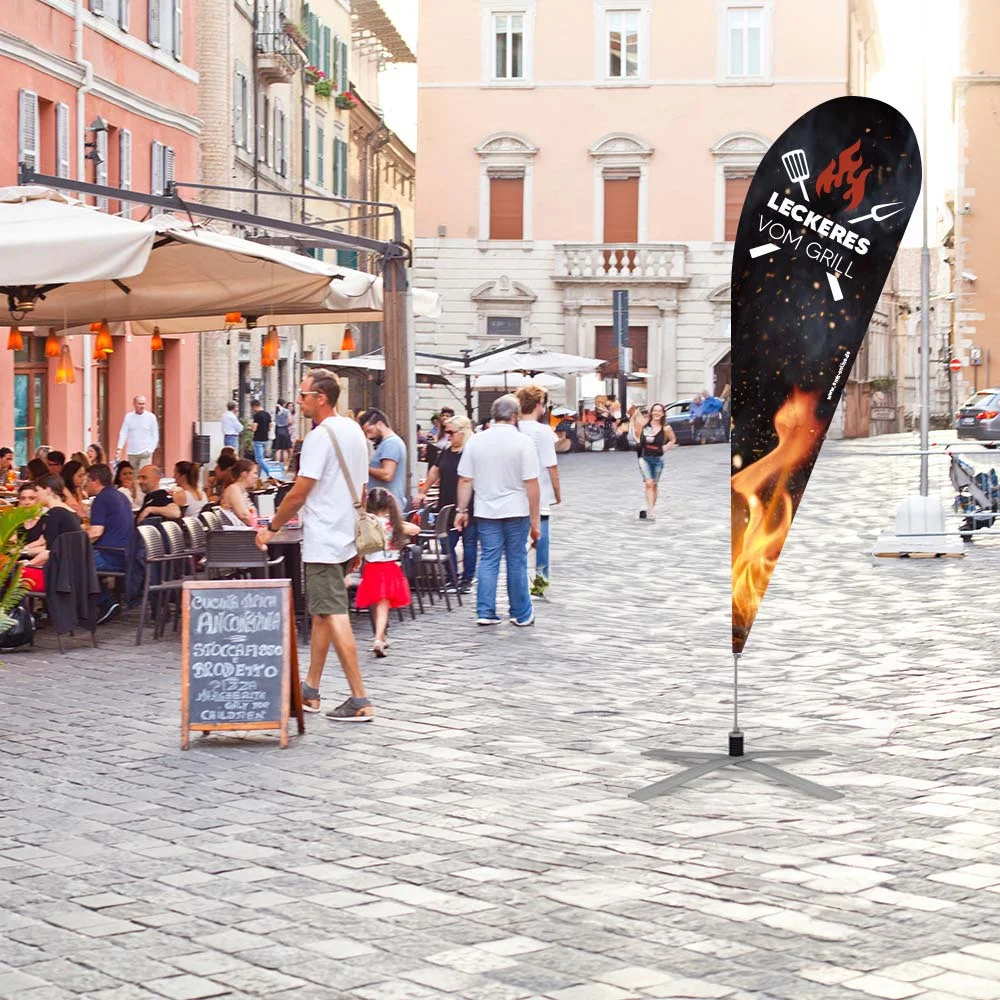 Werbefahne 120 x 360 cm "Leckeres vom Grill"