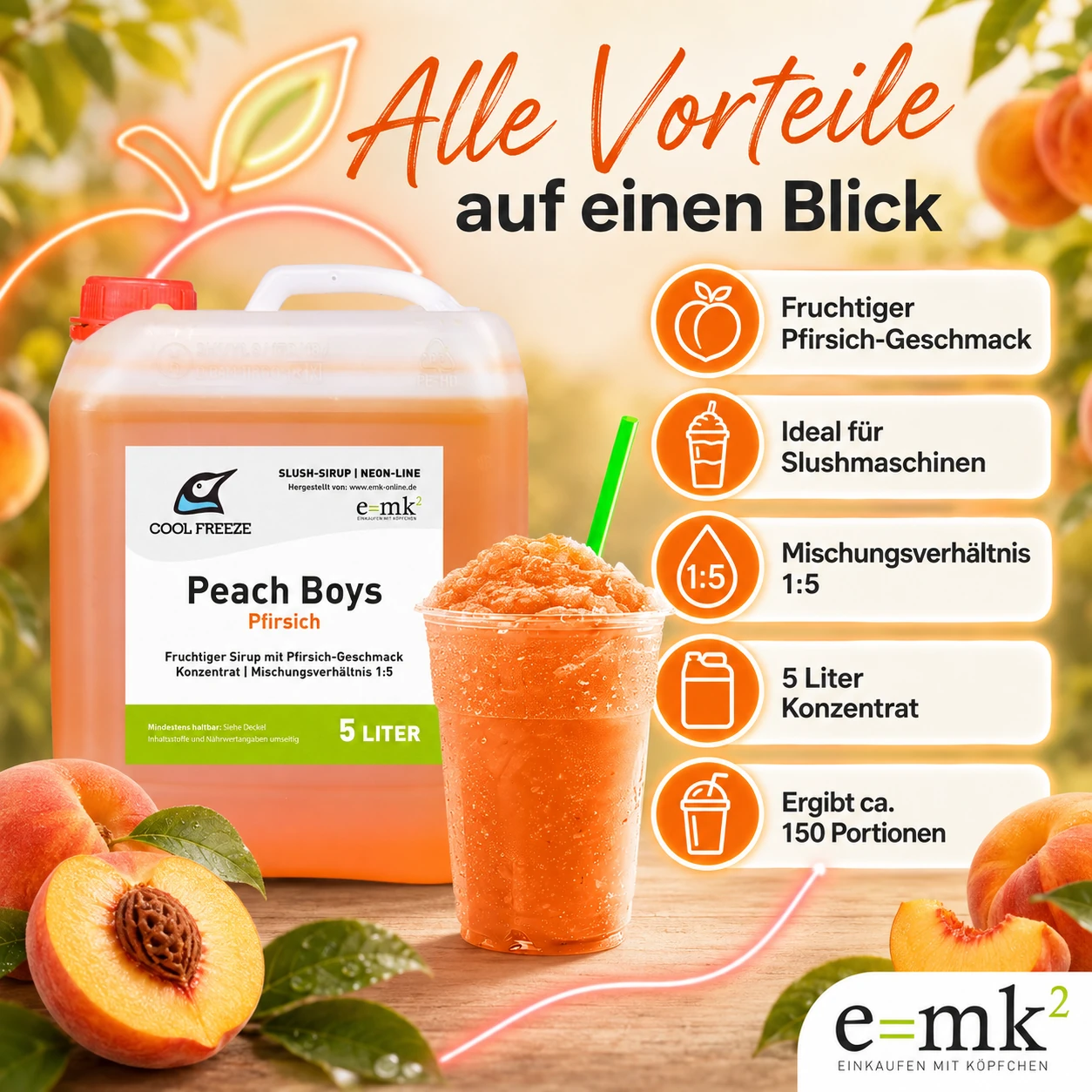 Peach Boys (Pfirsich) - Slush Sirup - 5 Liter