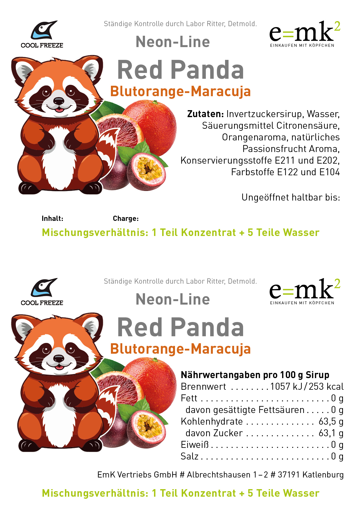 Red Panda (Blutorange/Maracuja) - Slush Sirup - 5 Liter