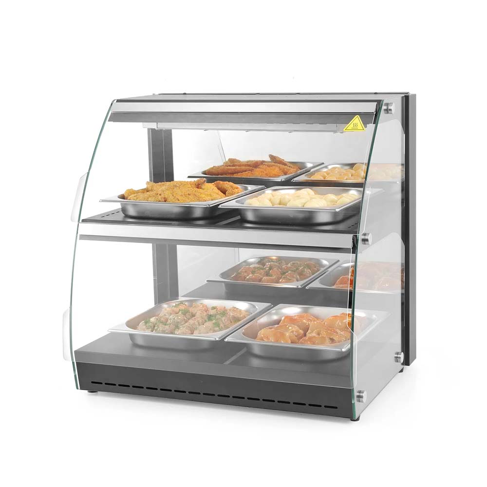 Warmhaltevitrine mit Quarzheizung und zwei Etagen