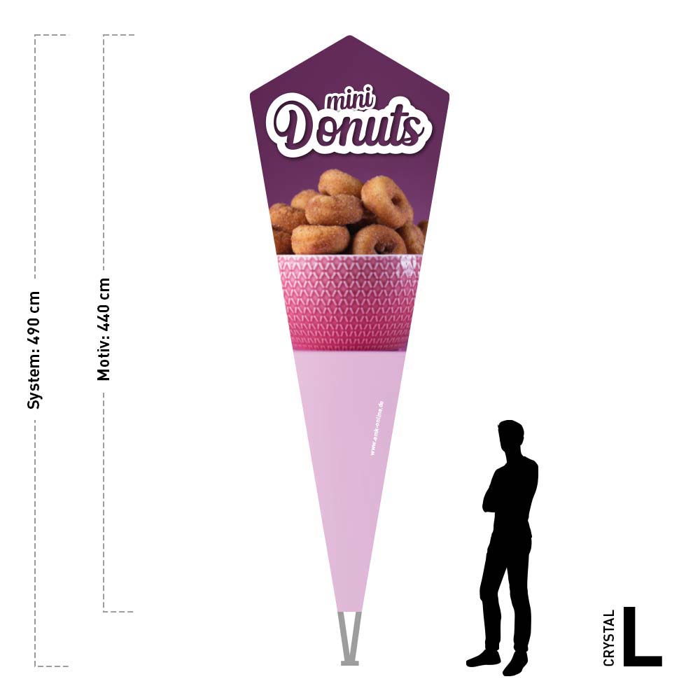 Beachflag "Donuts" 150 x 440 cm Crystalform, doppellagig
