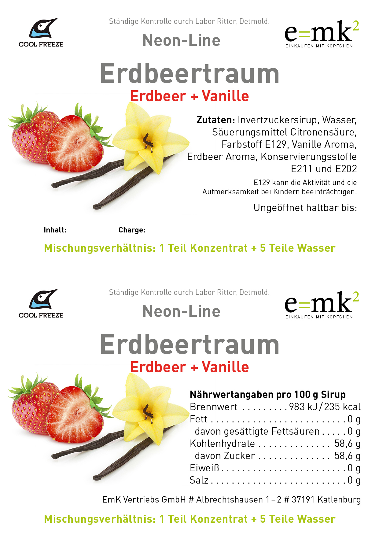 Erdbeertraum (Erdbeer-Vanille) - Slush Sirup - 5 Liter