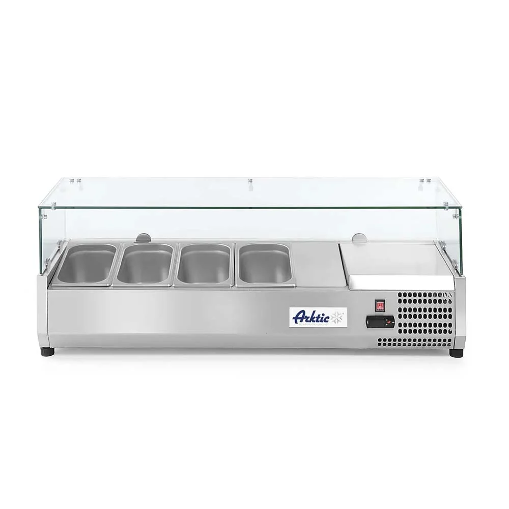 Aufsatz-Kühlvitrine mit Glasaufsatz für 7 Behälter je 1/3 GN