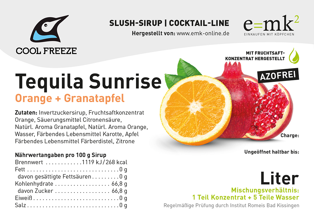 Tequila Sunrise - Slush Sirup - 5L, mit Fruchtsaftkonz., o. Farbstoffe