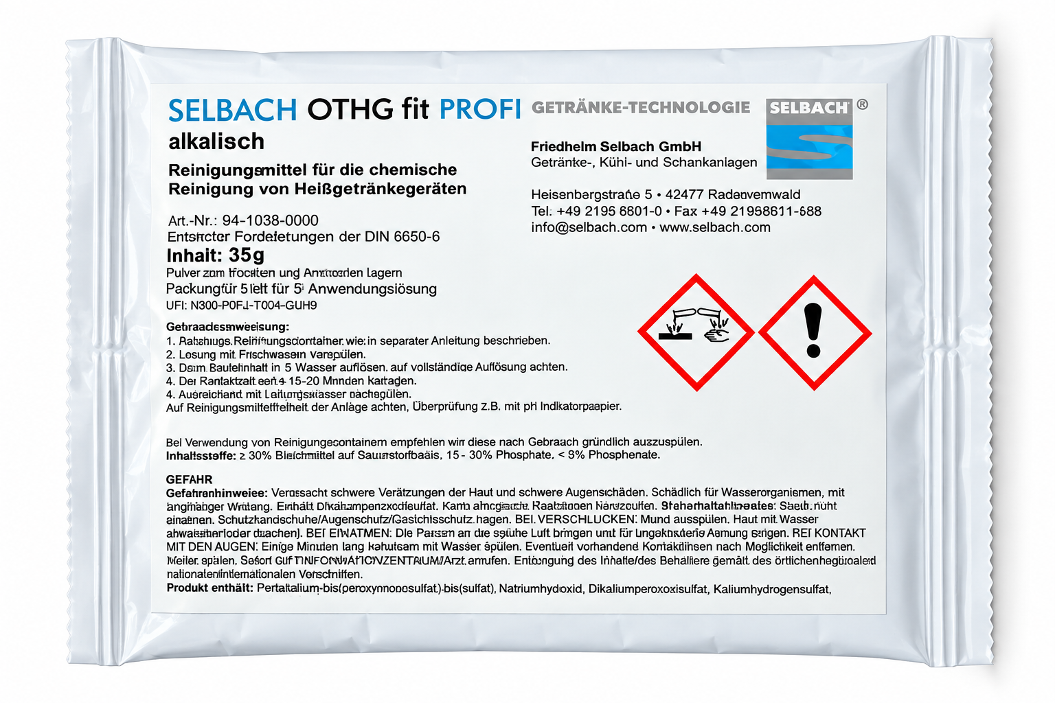 Selbach OTHG fit Profi Reinigungsmittel - für 5L Reinigungsflüssigkeit