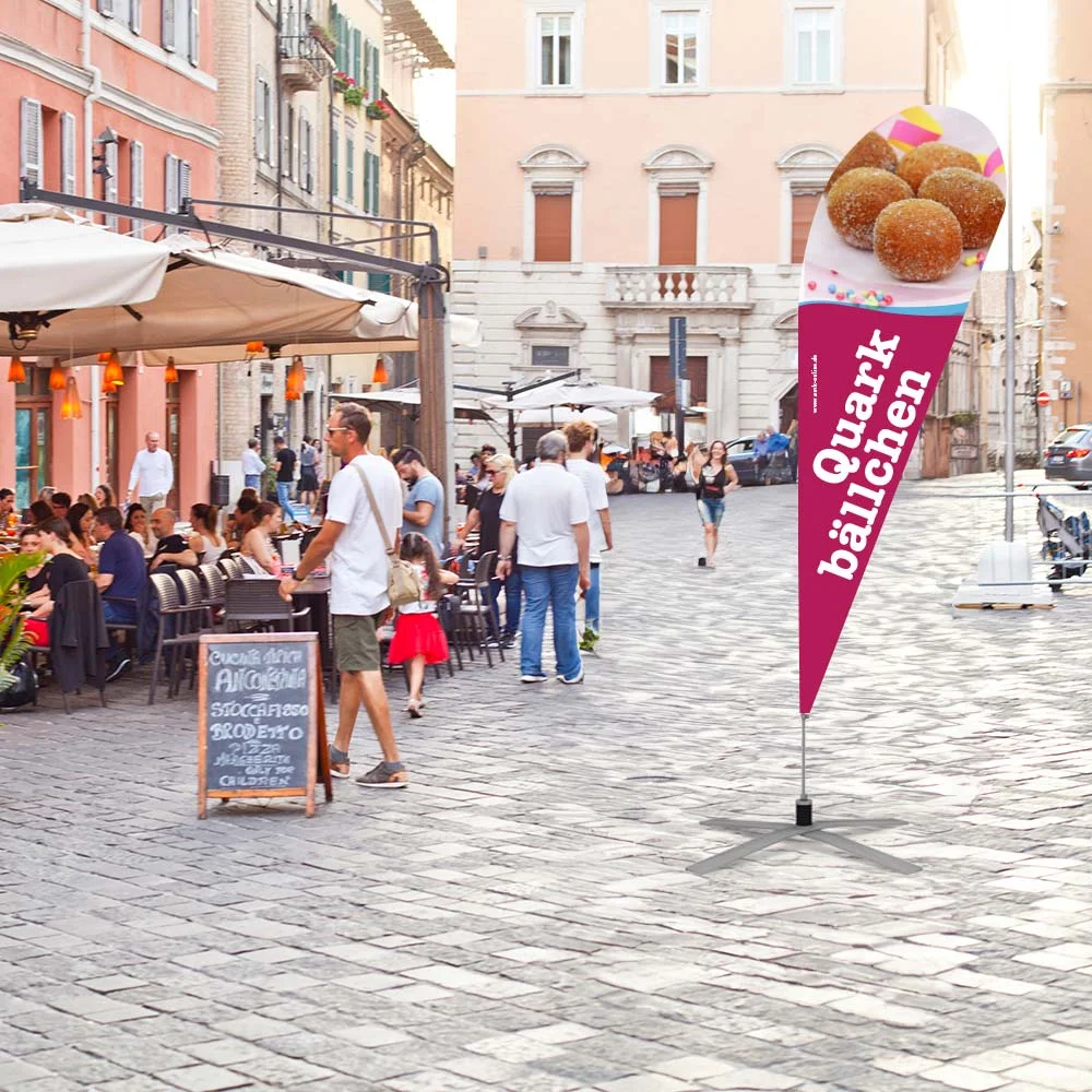 Werbefahne 120 x 360 cm "Quarkbällchen"