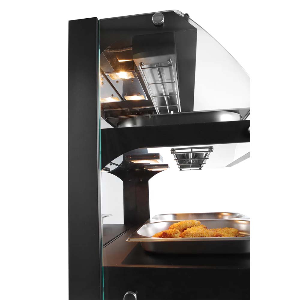 Warmhaltevitrine mit Quarzheizung und zwei Etagen