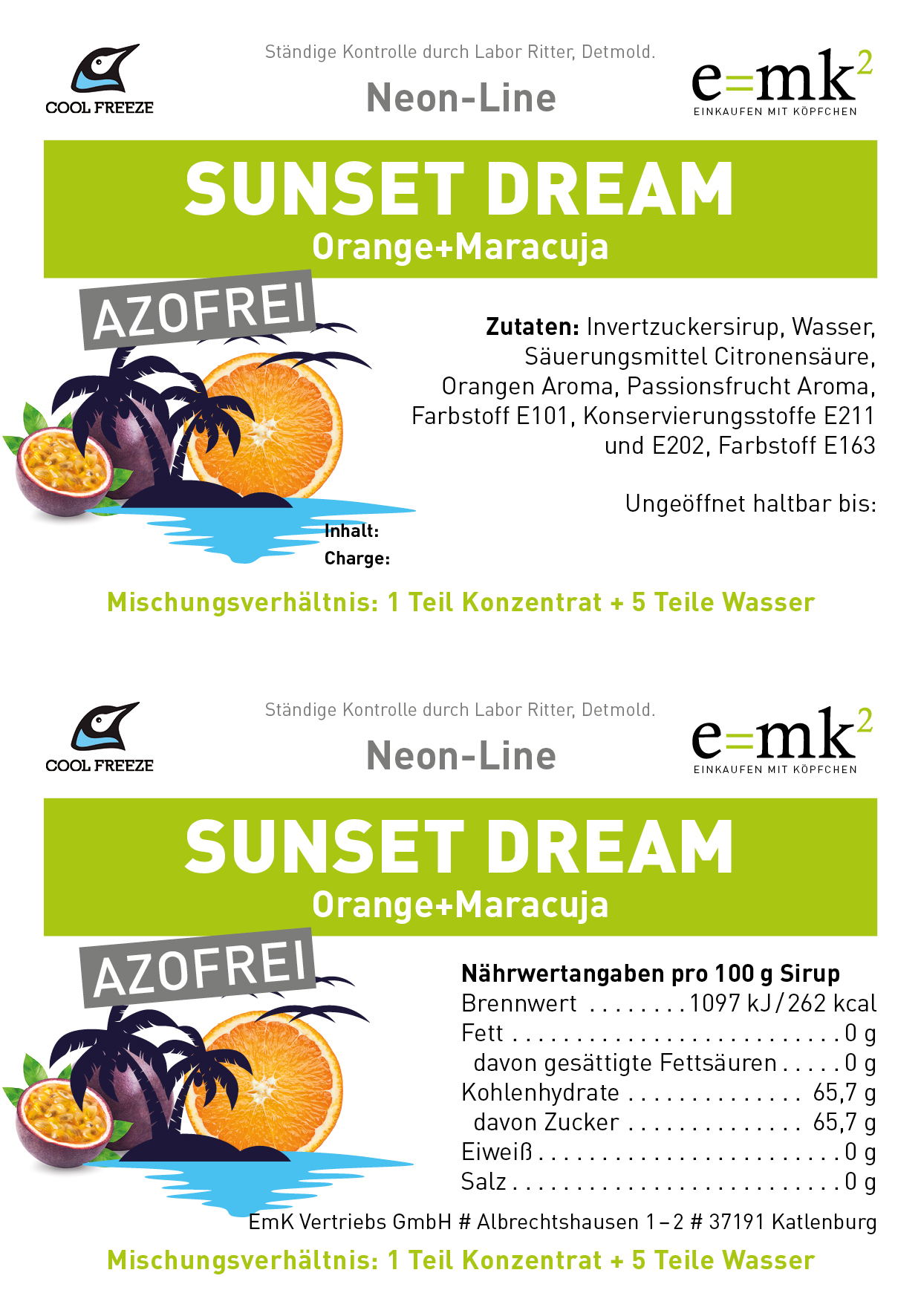 Sunset Dream (Orange-Maracuja) - Slush Sirup - 5 Liter, azofrei