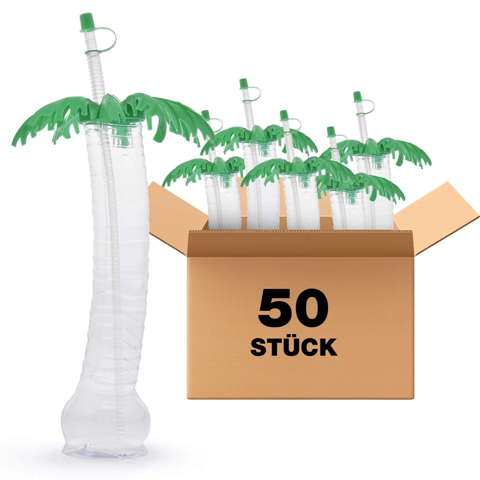 Mehrwegbecher Yardcup „Hawaii Palme“ 0,35 Ltr. m. grünem Deckel