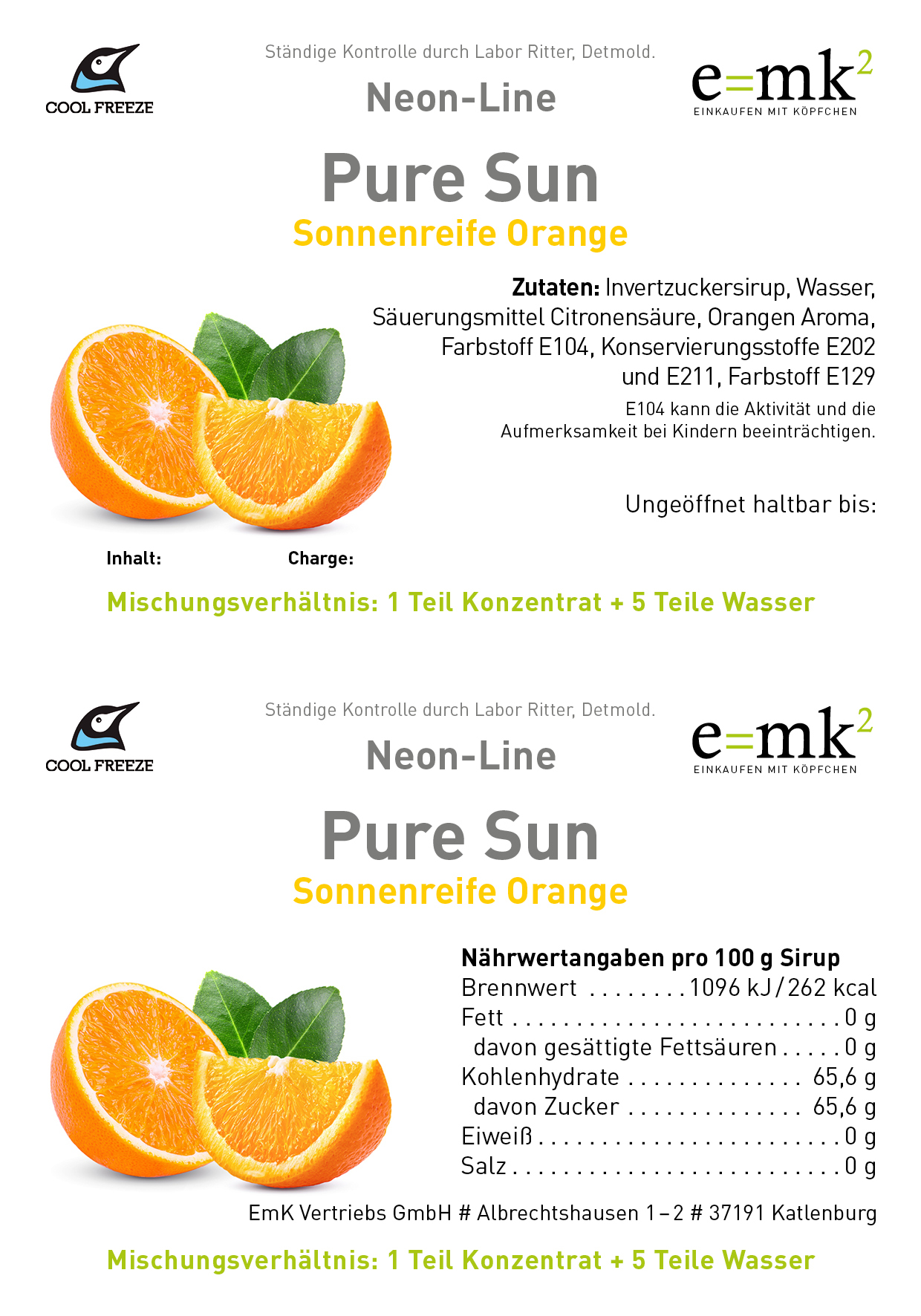 Pure Sun (Orange) - Slush Sirup - 5 Liter