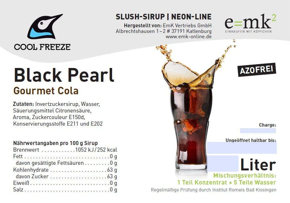 Black Pearl (Cola) - Slush Sirup - 5 Liter, azofrei