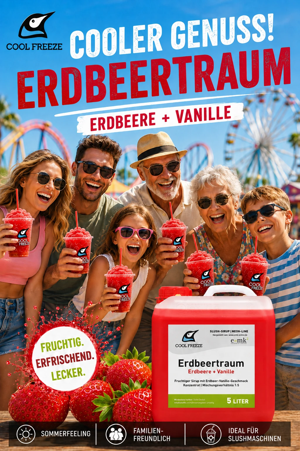 Erdbeertraum (Erdbeer-Vanille) - Slush Sirup - 5 Liter
