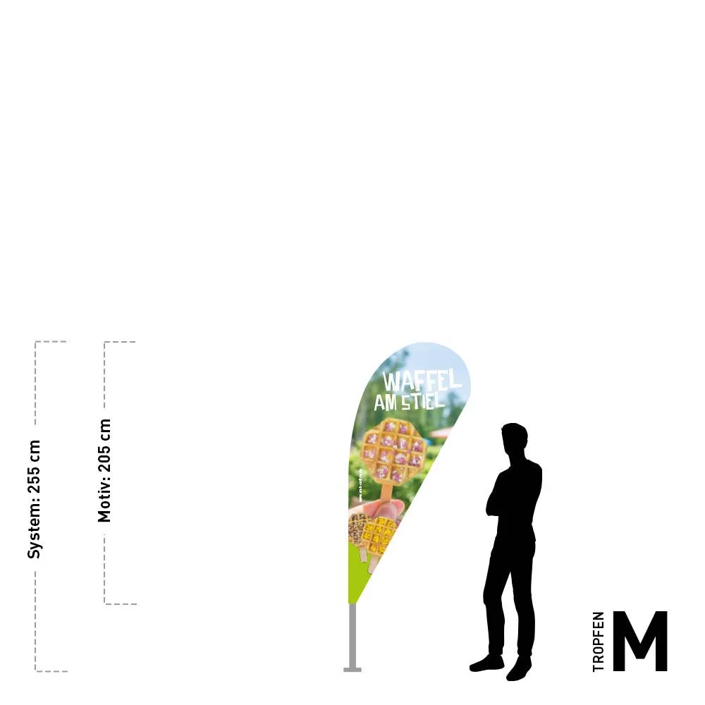 Werbefahne 95 x 205 cm "Waffeln am Stiel"