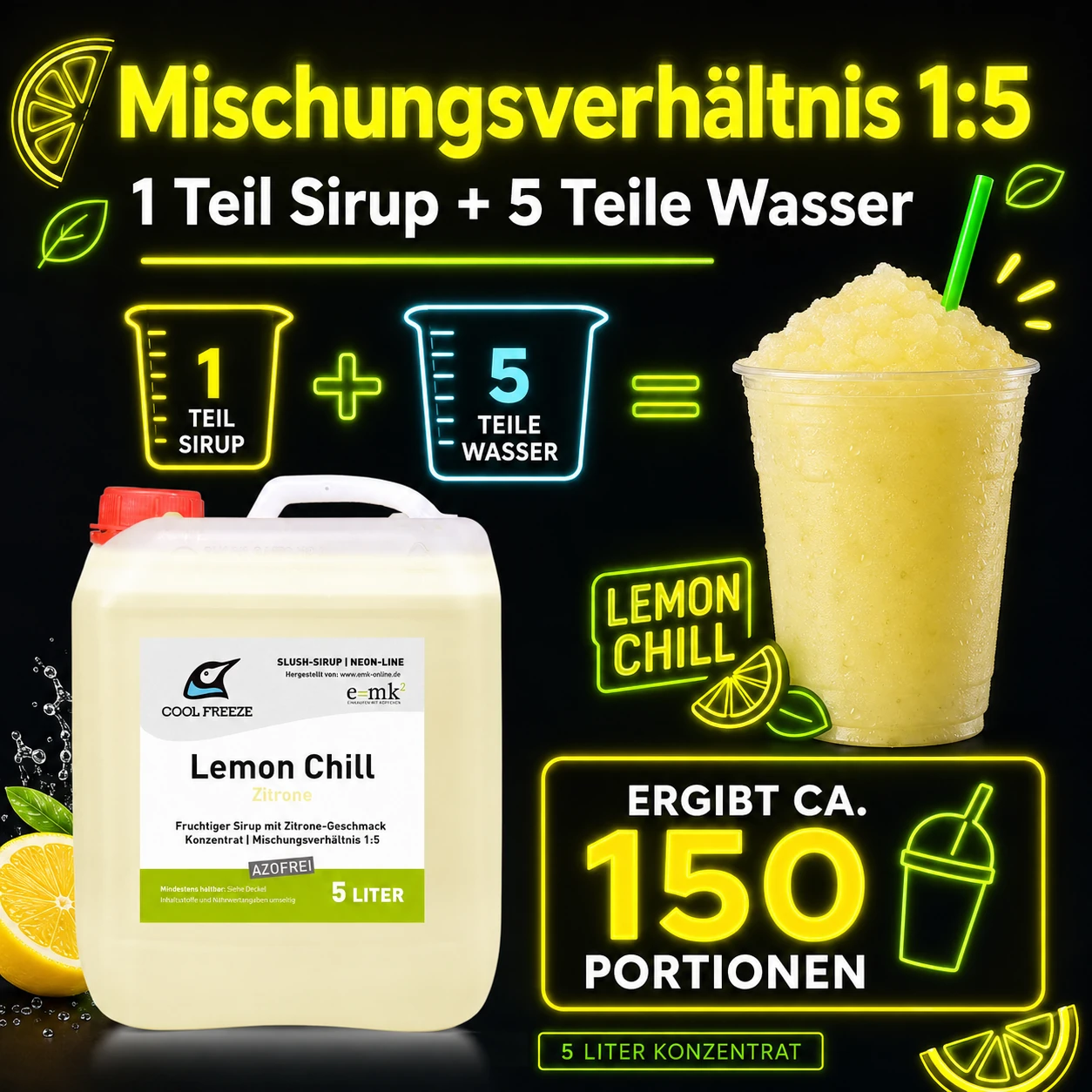 Lemon Chill (weiße Zitrone) - Slush Sirup - 5 Liter, azofrei