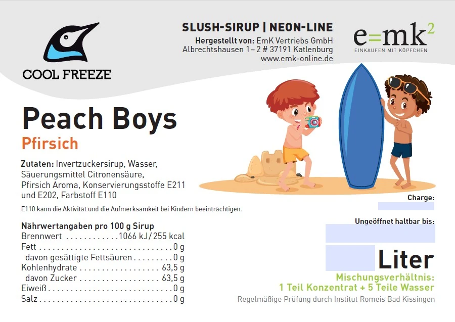 Peach Boys (Pfirsich) - Slush Sirup - 5 Liter