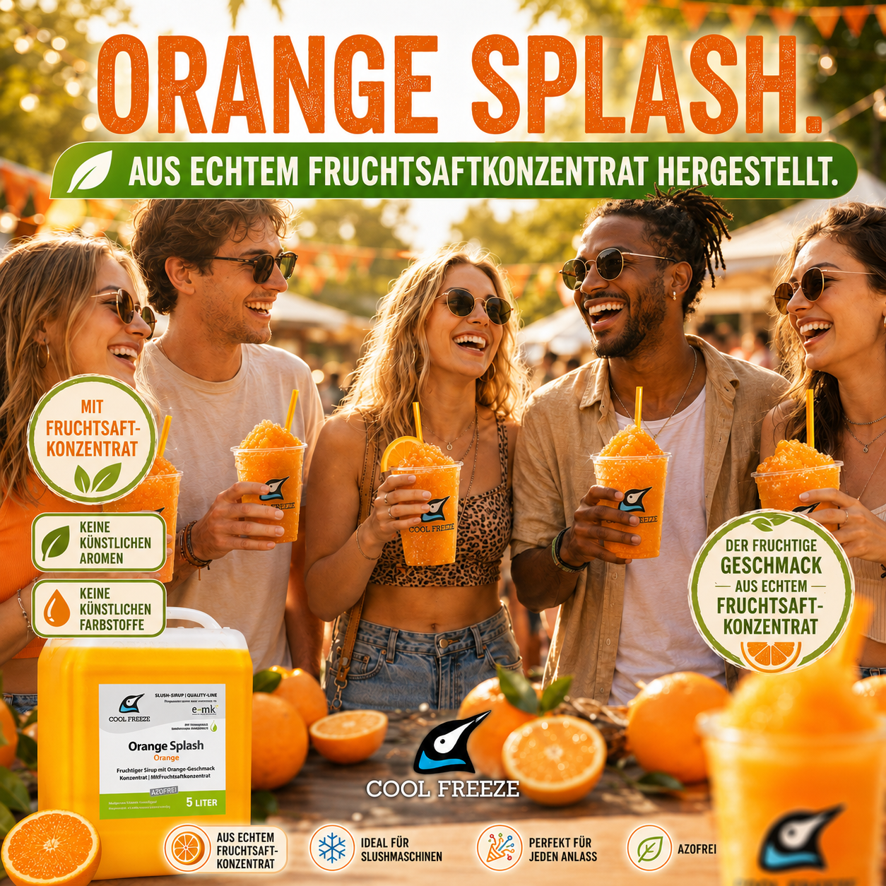 Orange Splash - Slush Sirup - 5L, mit Fruchtsaftkonz., o. Farbstoffe